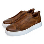 Sneaker uomo slip on pelle marrone  Pawelks 