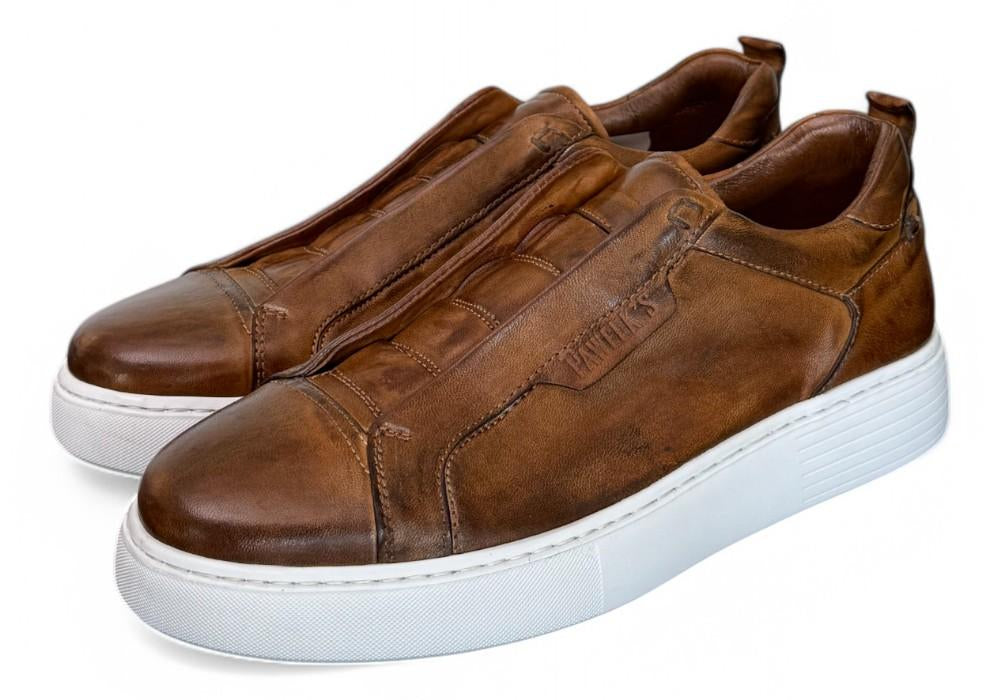 Sneaker uomo slip on pelle marrone  Pawelks 