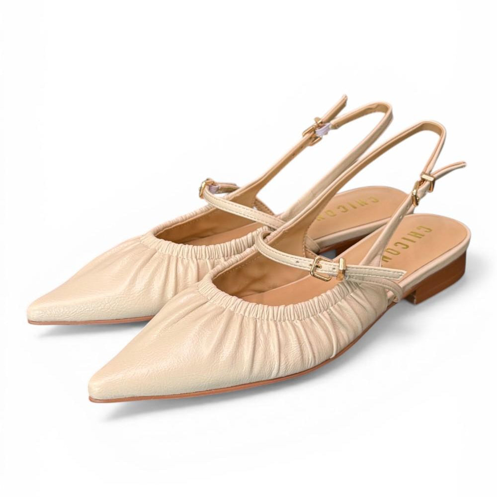 Slingback flat arricciata latte Chiconic 