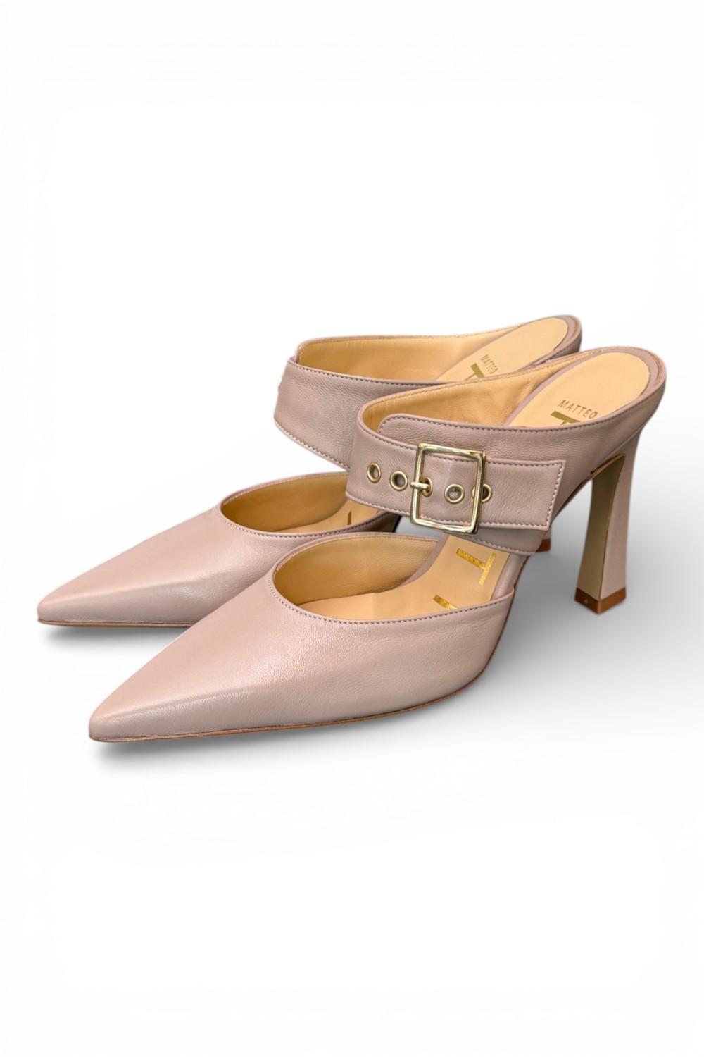 Sabot fibbia pelle Taupe Matteo Pitti 