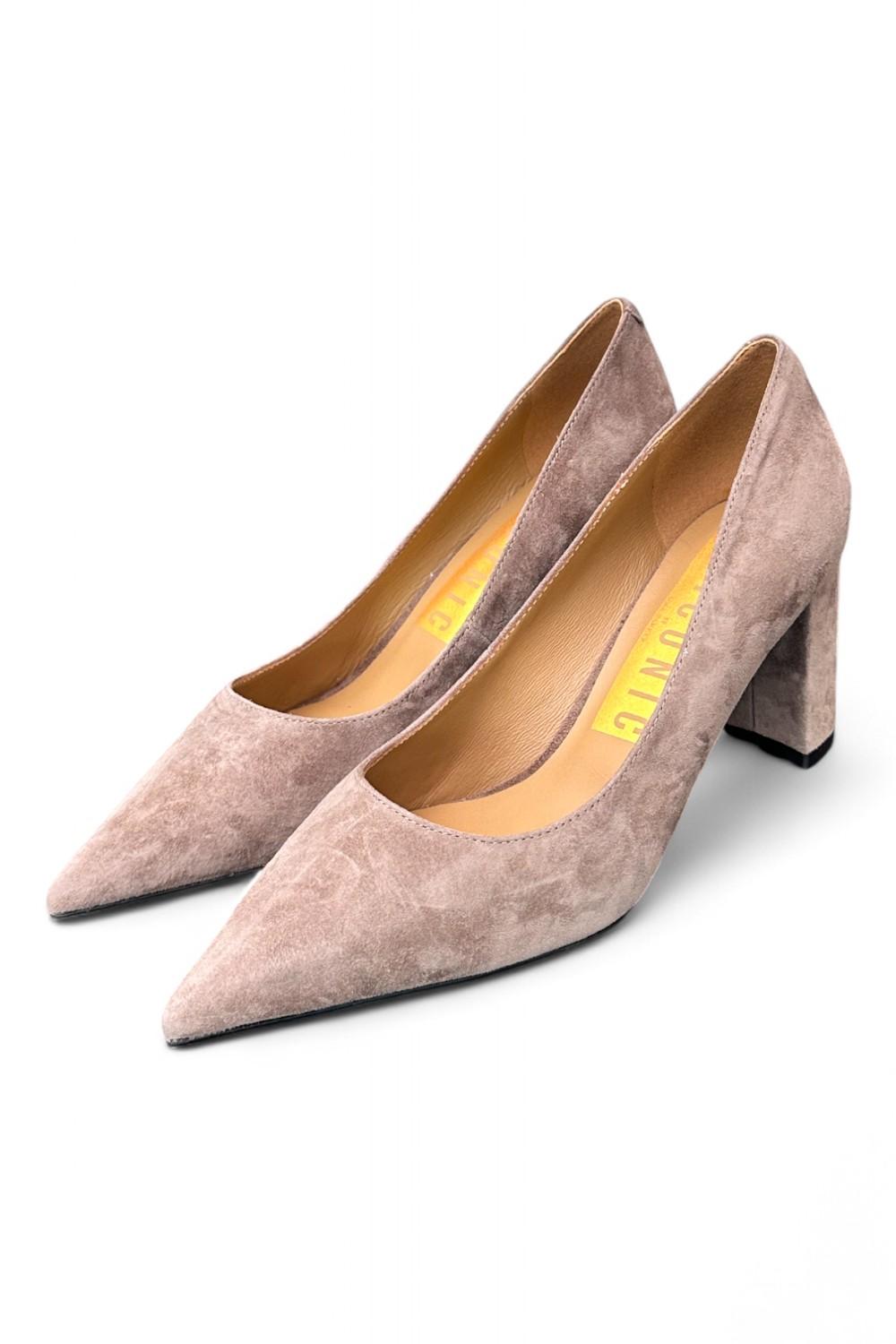 Decolté suede taupe tacco grosso CHICONIC<BR/> 