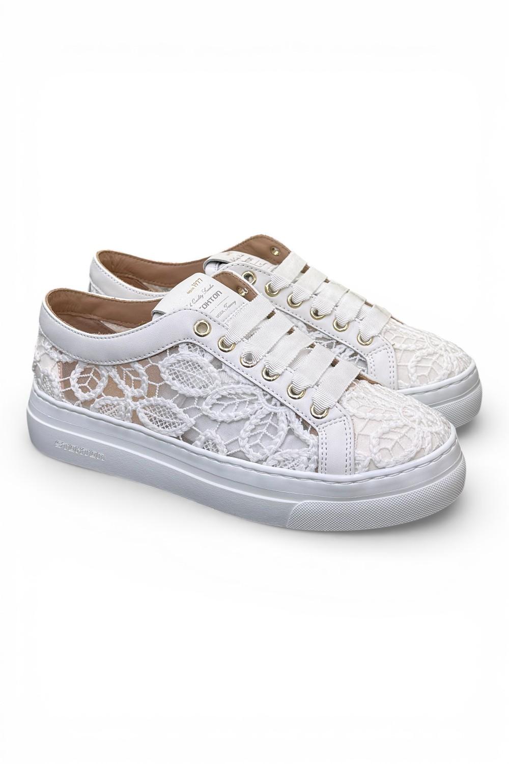 Sneaker donna pizzo bianco Stokton<BR/> 