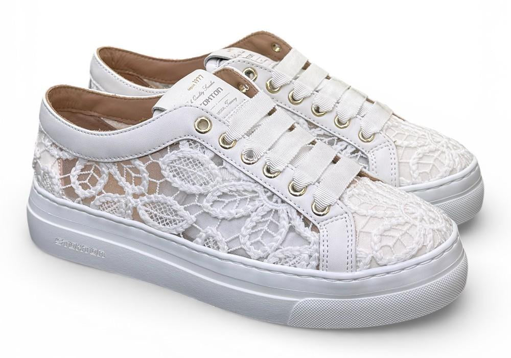 Sneaker donna pizzo bianco Stokton<BR/> 