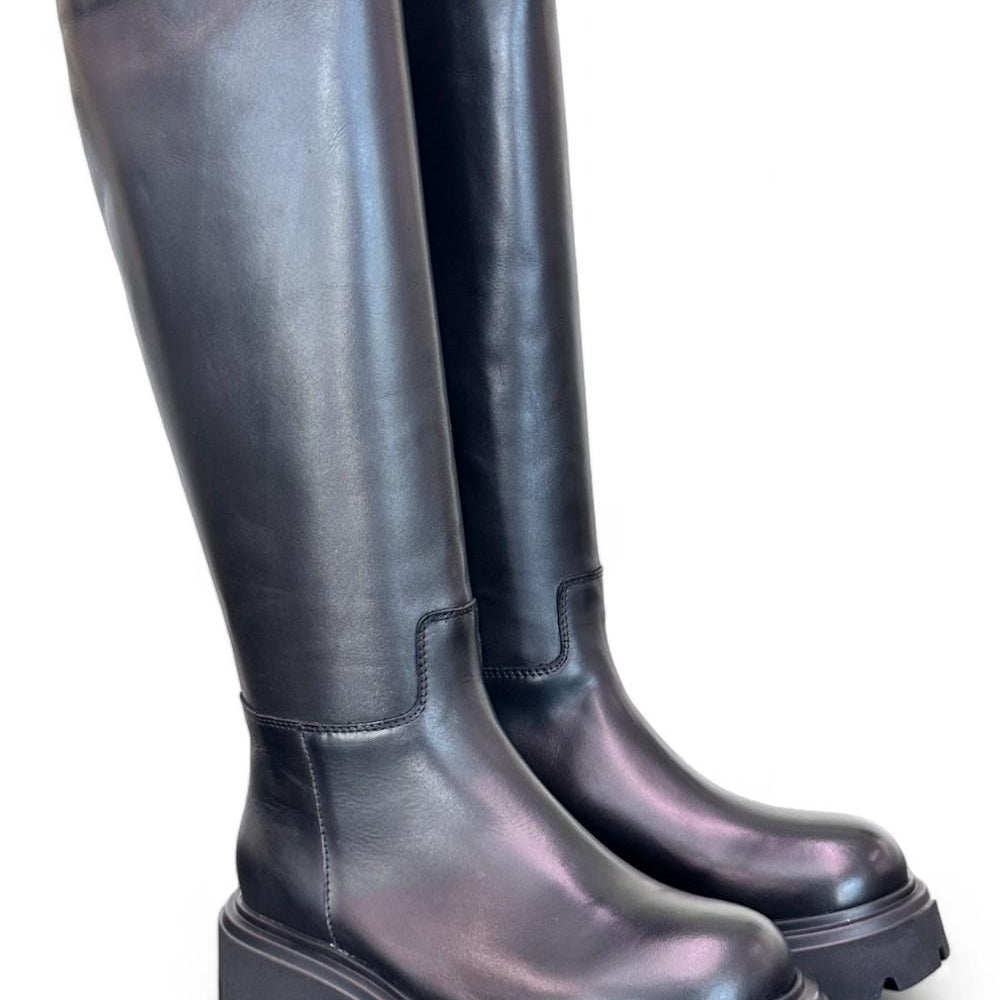 Stivale suola gomma xl  pelle nera Anima 