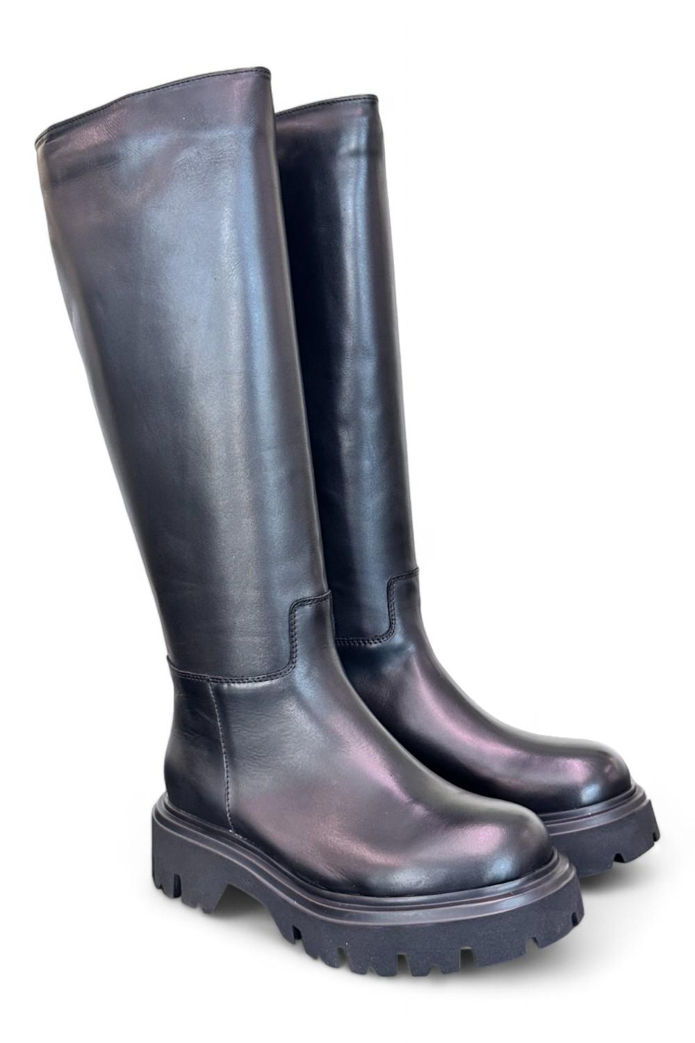Stivale suola gomma xl  pelle nera Anima 