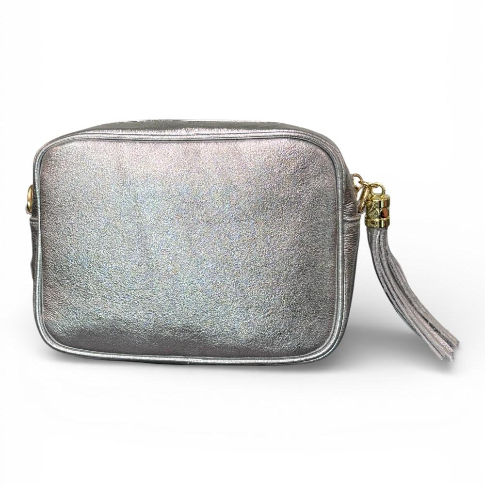Borsina camera case pelle argento 