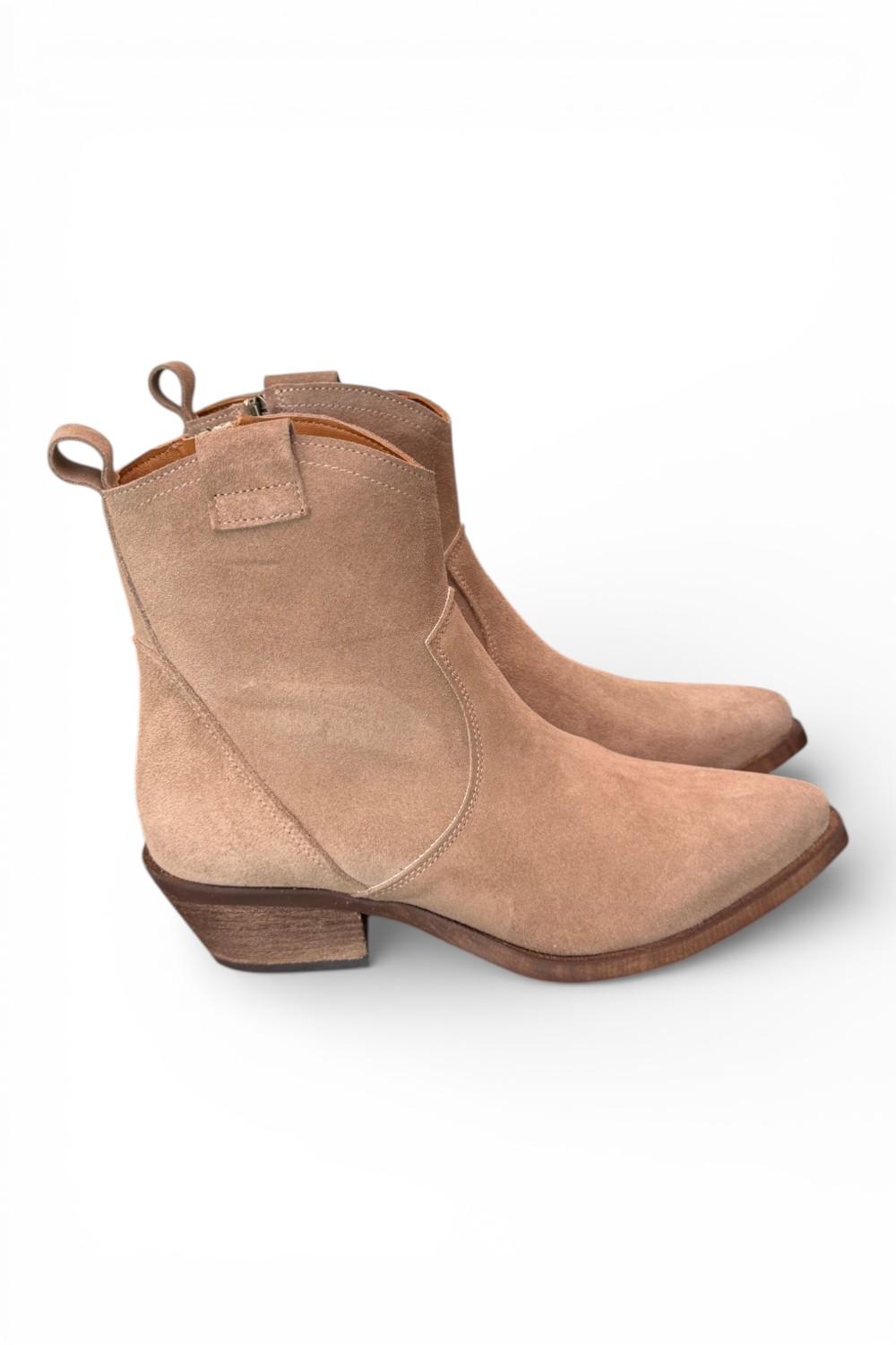 Stivaletto texano corto suede beige Ranye<BR/> 