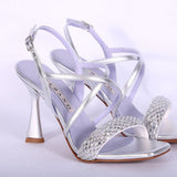 Sandalo incrocio strass argento Albano 