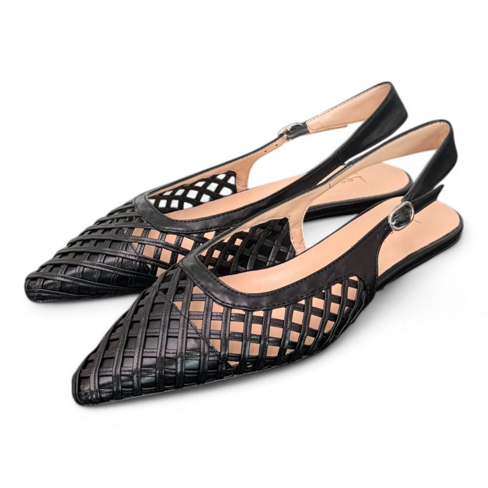 Slingback intreccio nero flat Les Autres<BR/> 