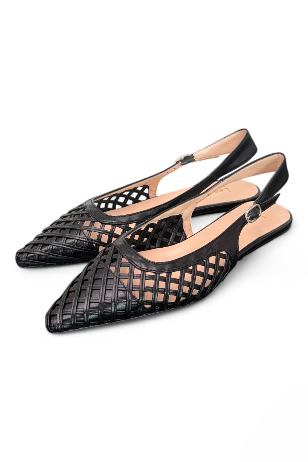 Slingback intreccio nero flat Les Autres<BR/> 
