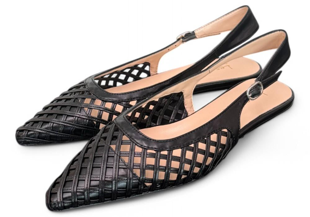 Slingback intreccio nero flat Les Autres<BR/> 