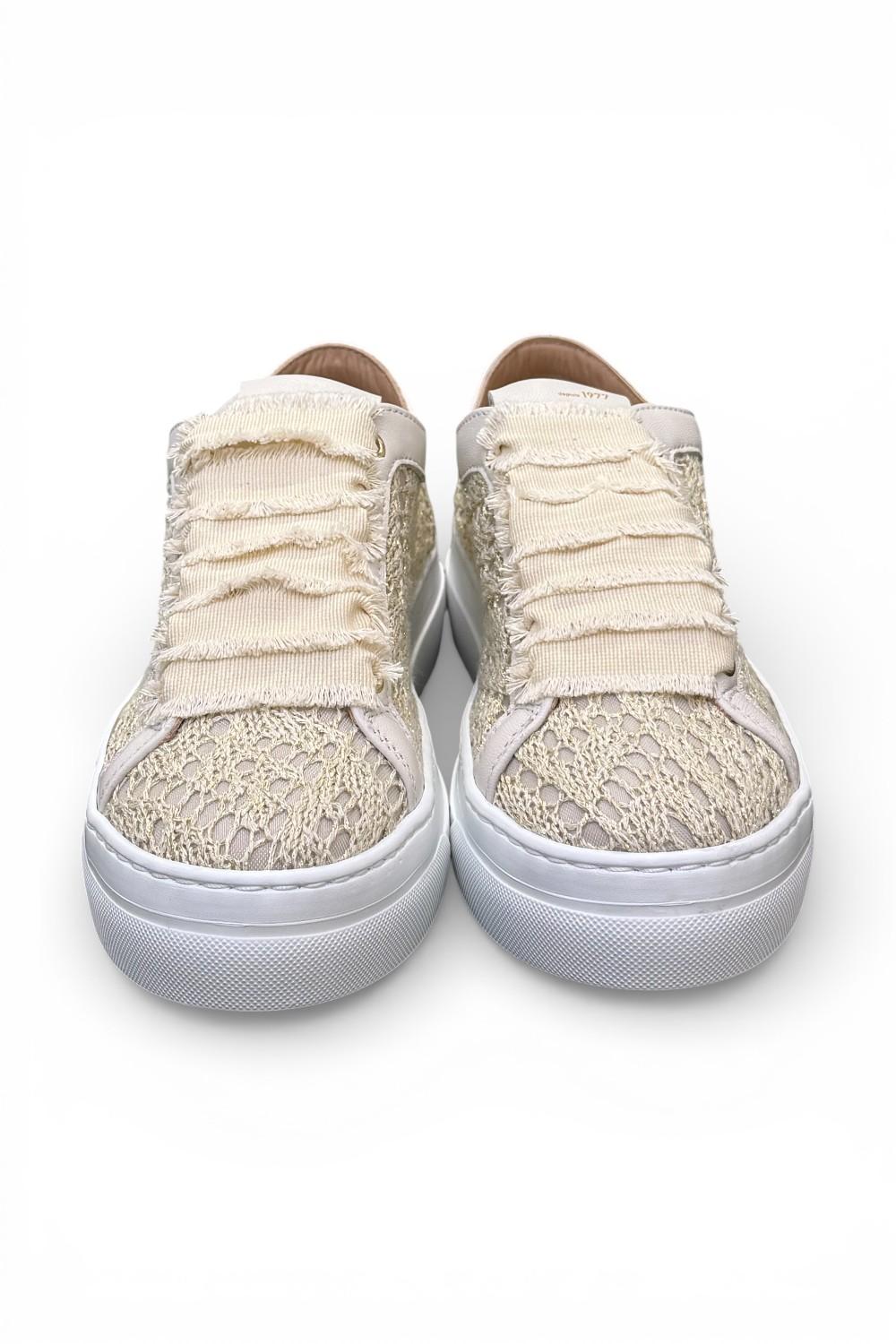 Sneaker donna uncinetto beige oro Stokton<BR/> 