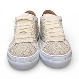 Sneaker donna uncinetto beige oro Stokton<BR/> 