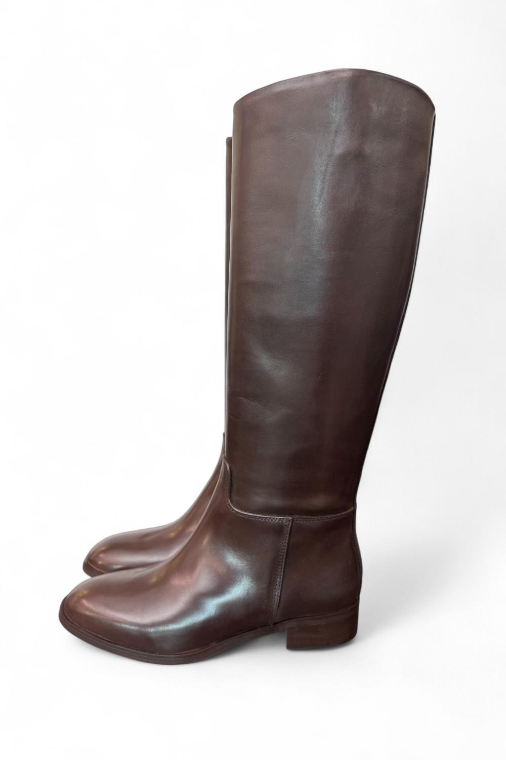 Stivale cavallerizzo tubo pelle moro Anima <BR/> 