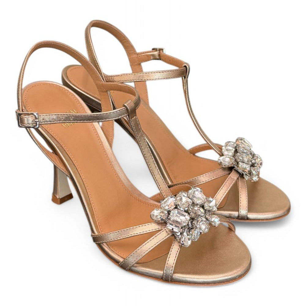 Sandalo gioiello bronzo rosato tacco 90 Chantal<BR/> <BR/> 