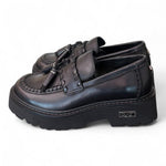 Mocassino donna pelle nera mappi Slash Cult 