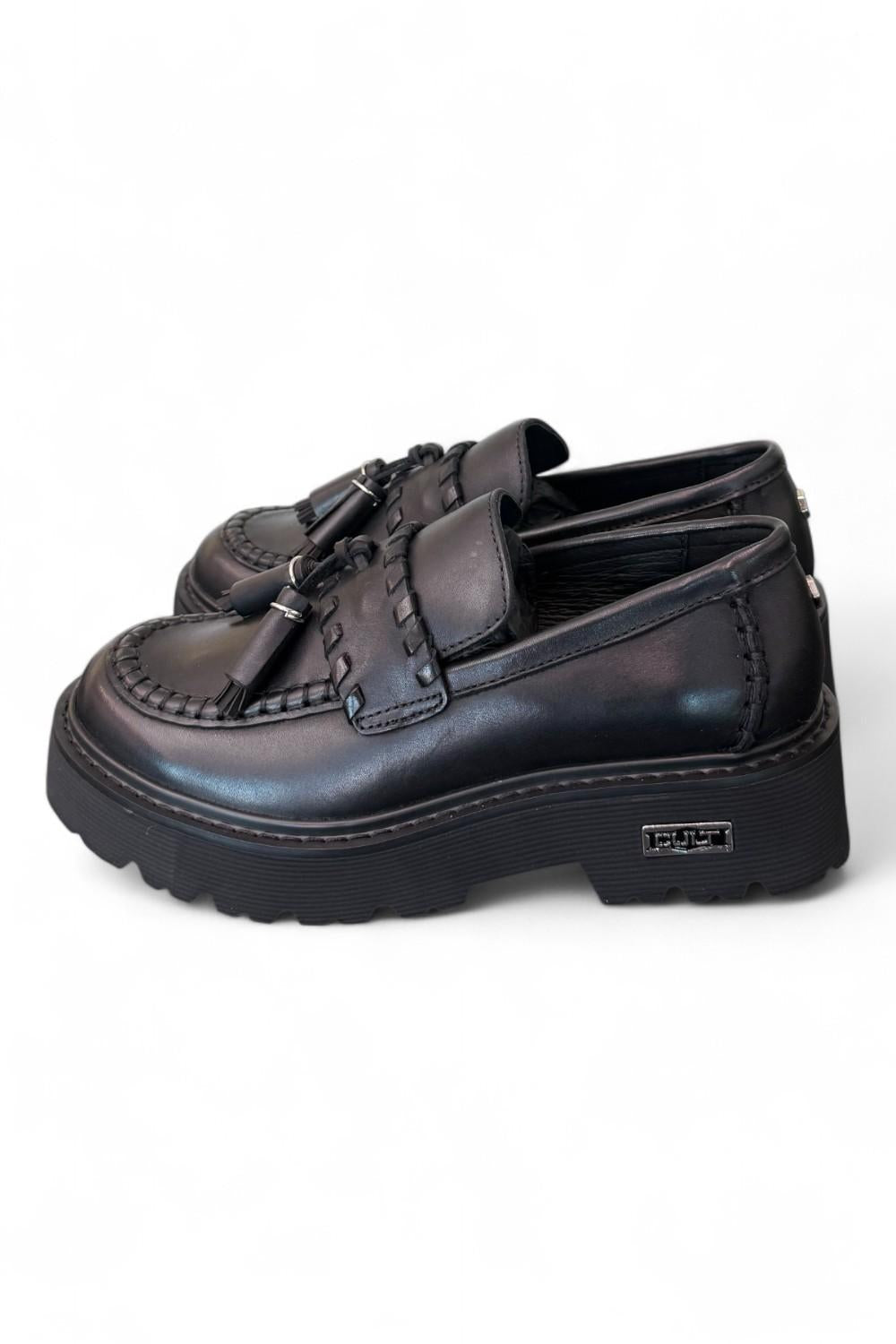 Mocassino donna pelle nera mappi Slash Cult 
