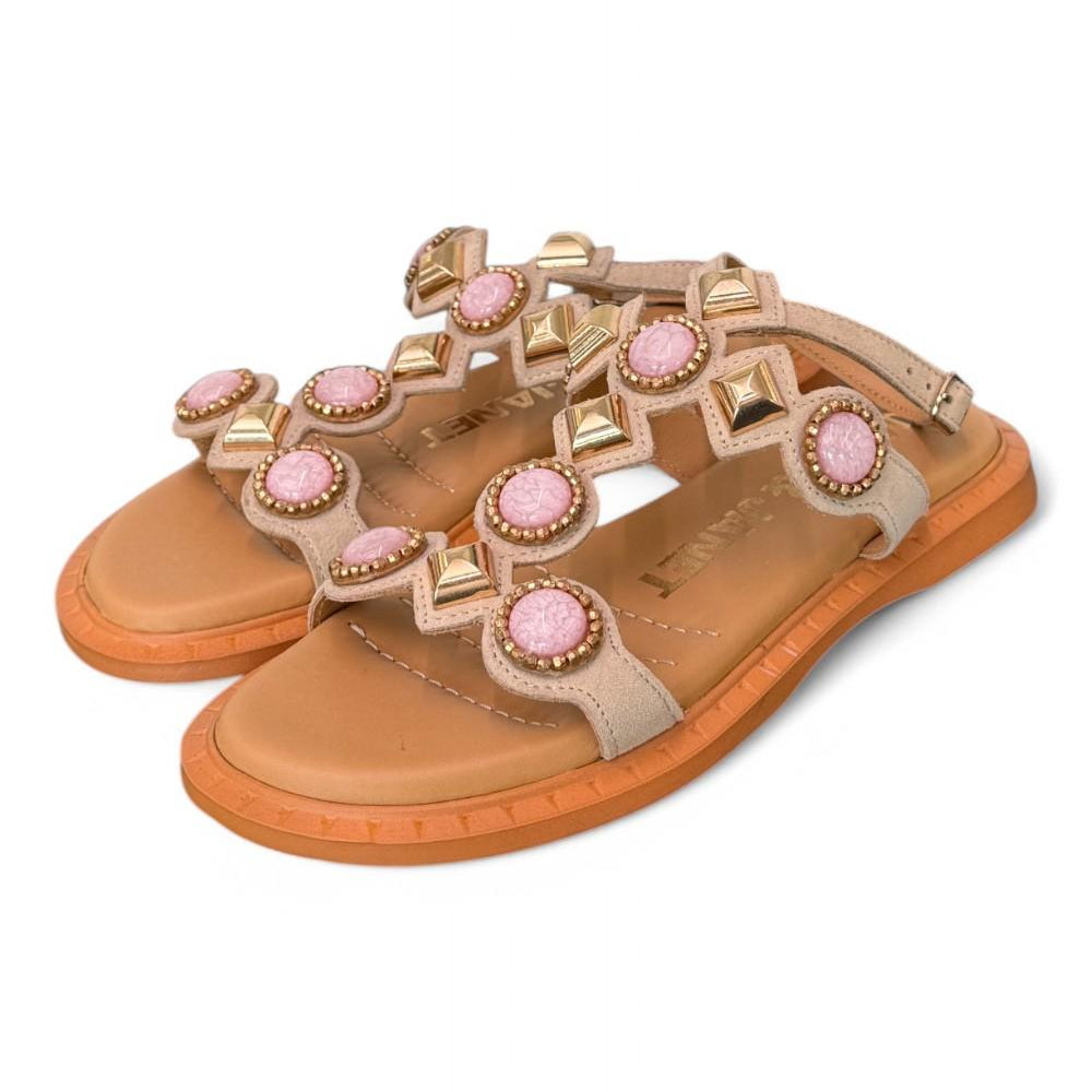 Sandalo suede beige gioielli Janet & Janet 