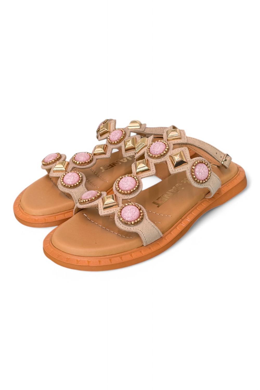 Sandalo suede beige gioielli Janet & Janet 