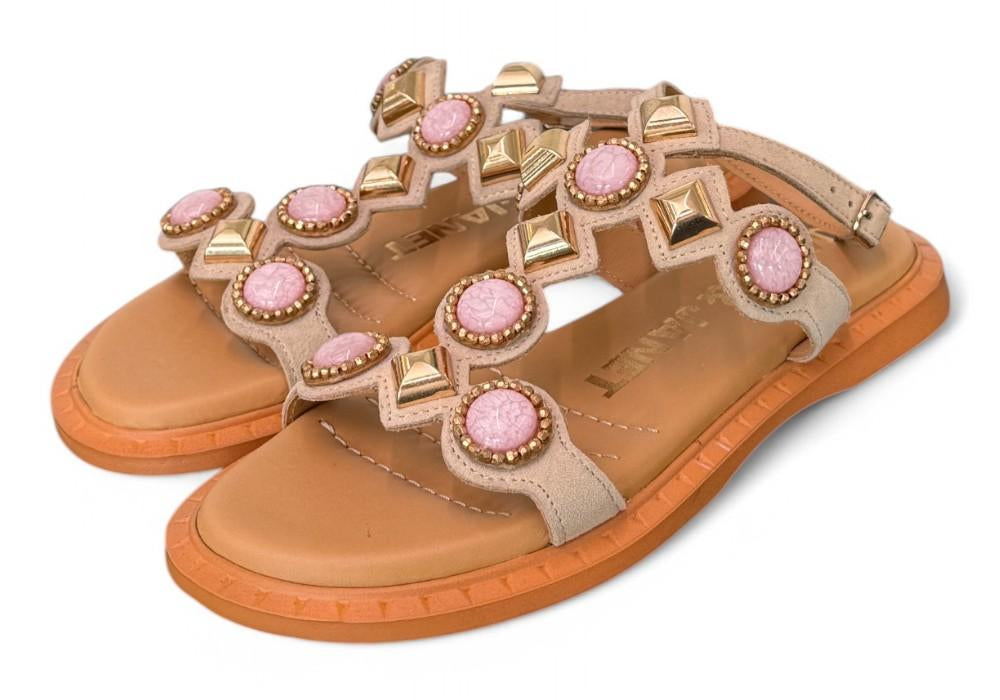 Sandalo suede beige gioielli Janet & Janet 