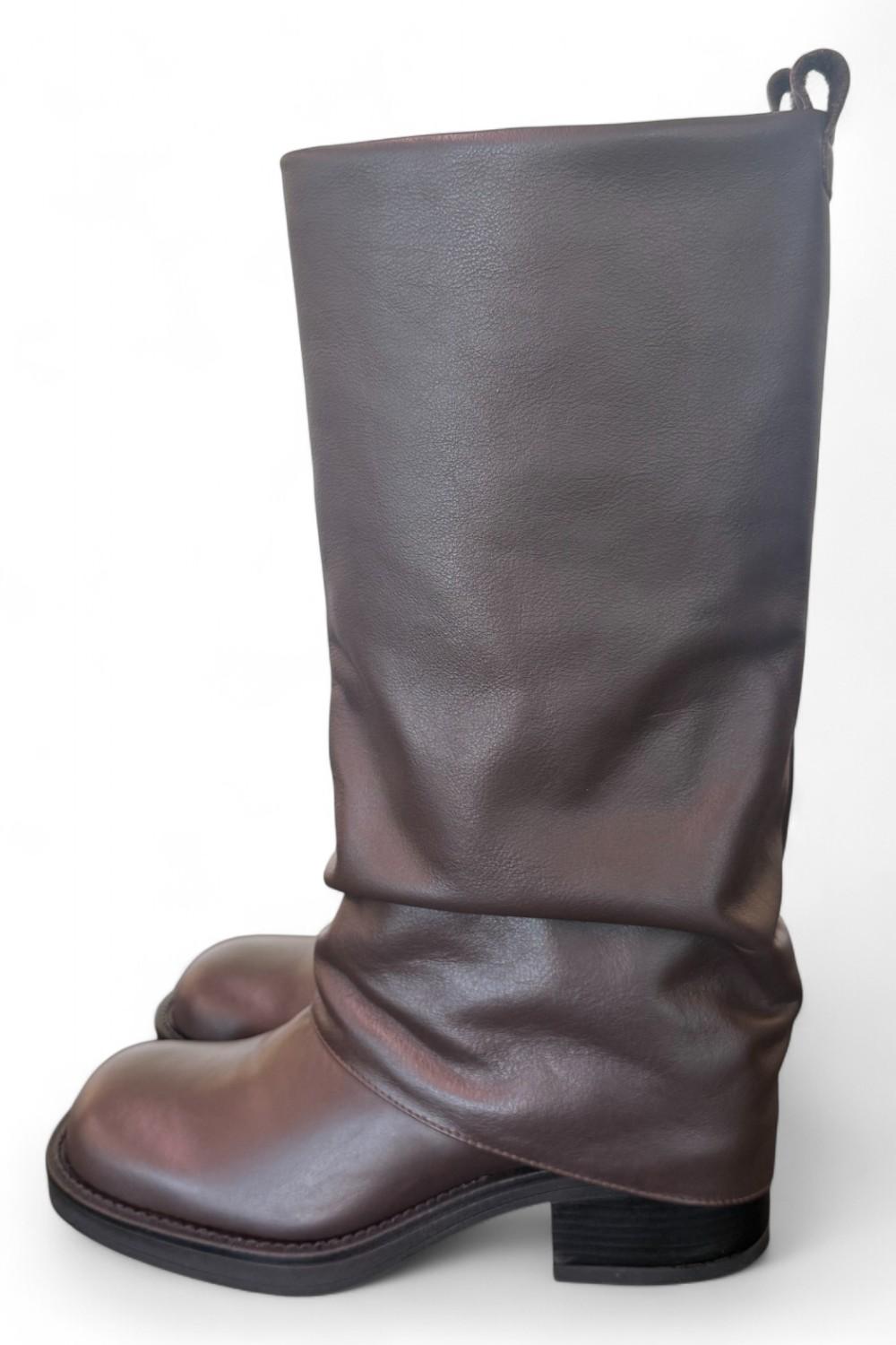 Stivale biker ghetta pelle marrone Ranye <BR/> 