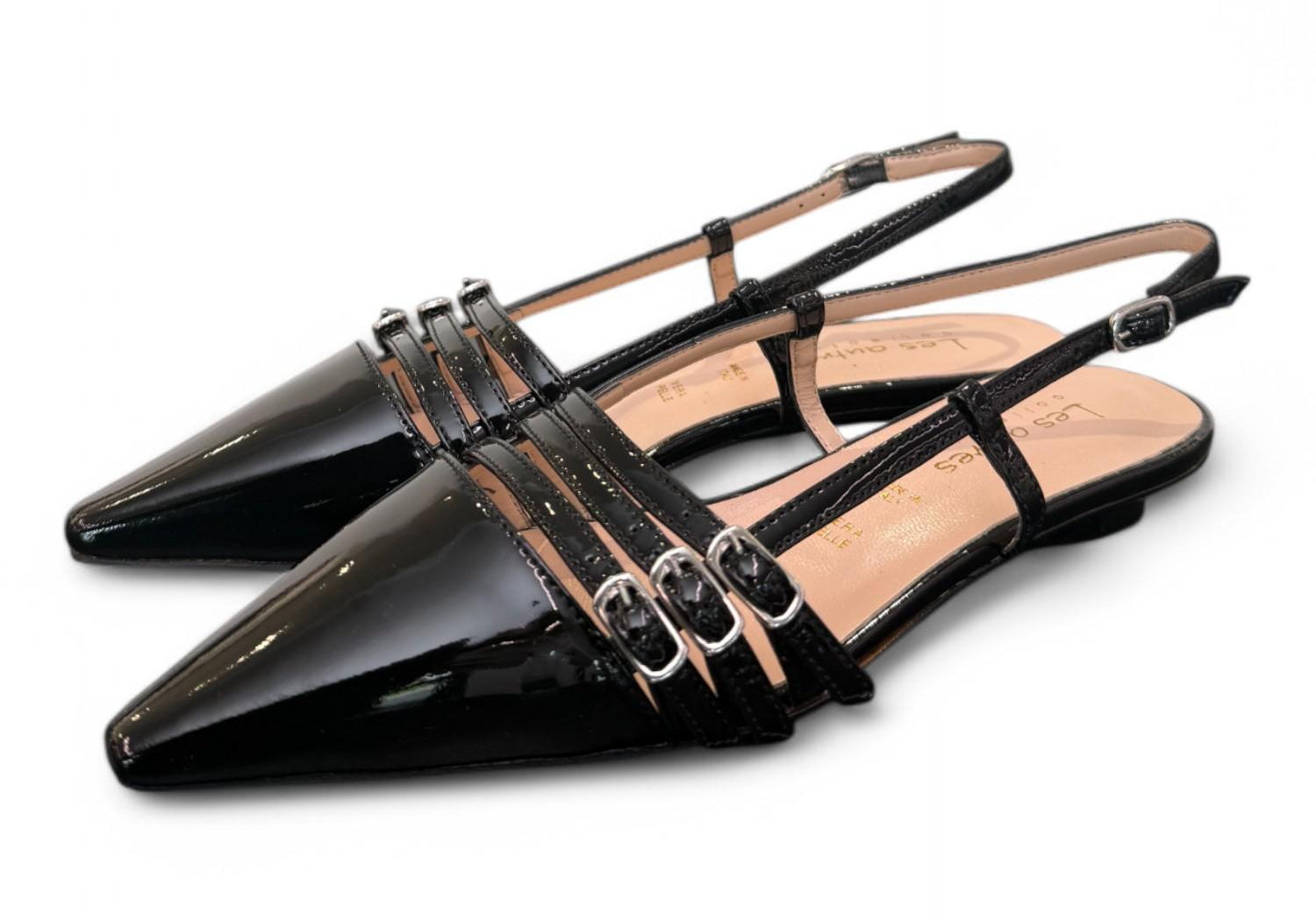 Slingback cintini vernice nera  flat Les Autres<BR/> 