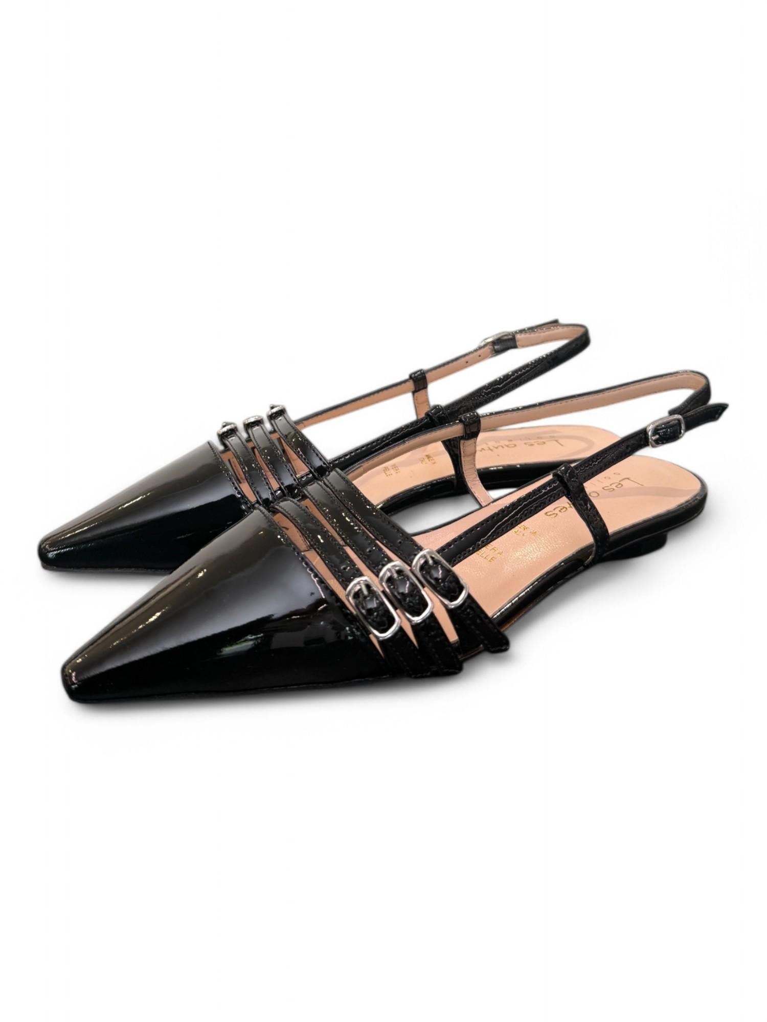 Slingback cintini vernice nera  flat Les Autres<BR/> 