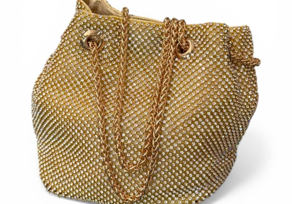 Pochette secchiello strass Scarlet platino 