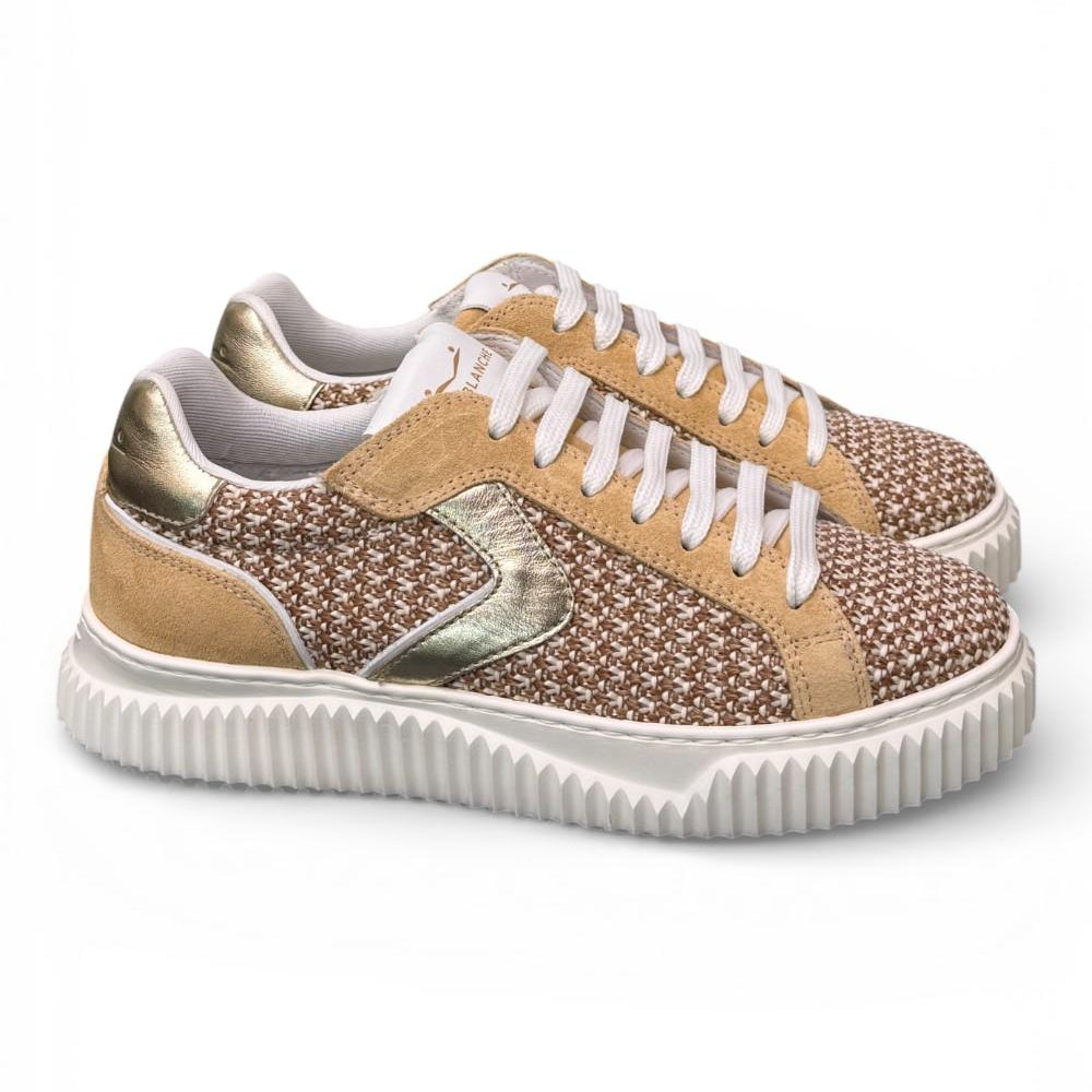 Sneaker donna Voile Blanche Lipari 1E53 tessuto beige platino 