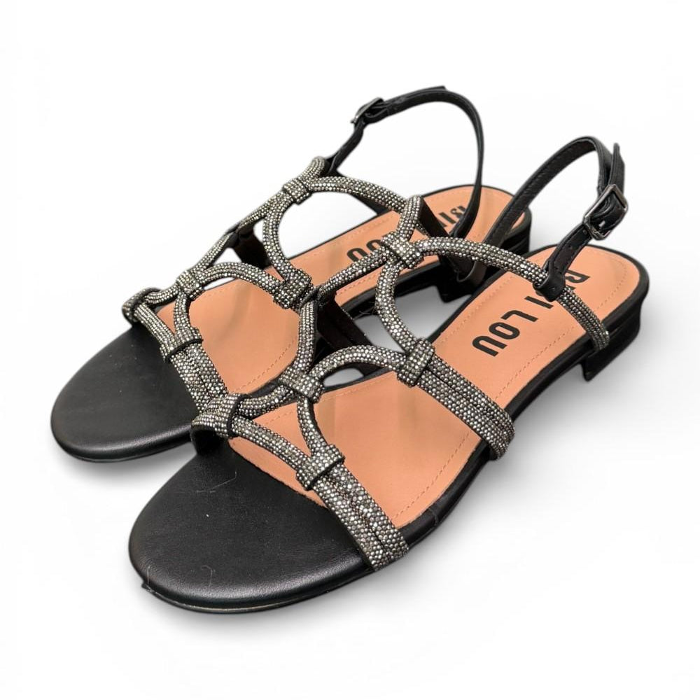 Sandalo intrecci strass nero Bibi Lou 