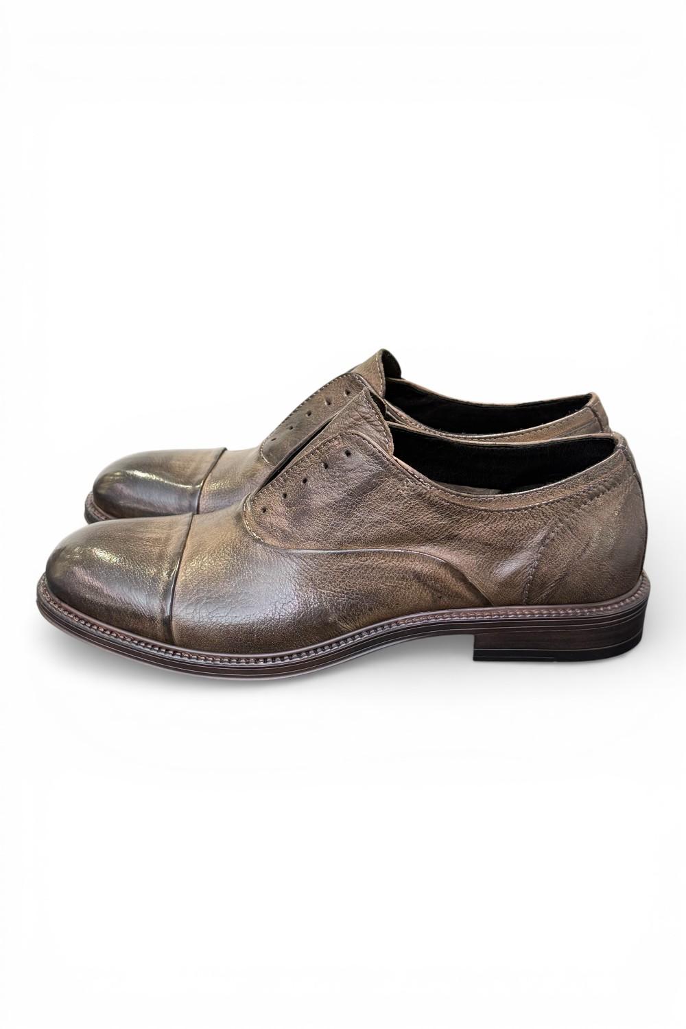 Scarpa no-laces pelle testa di moro Pawelks <BR/> 