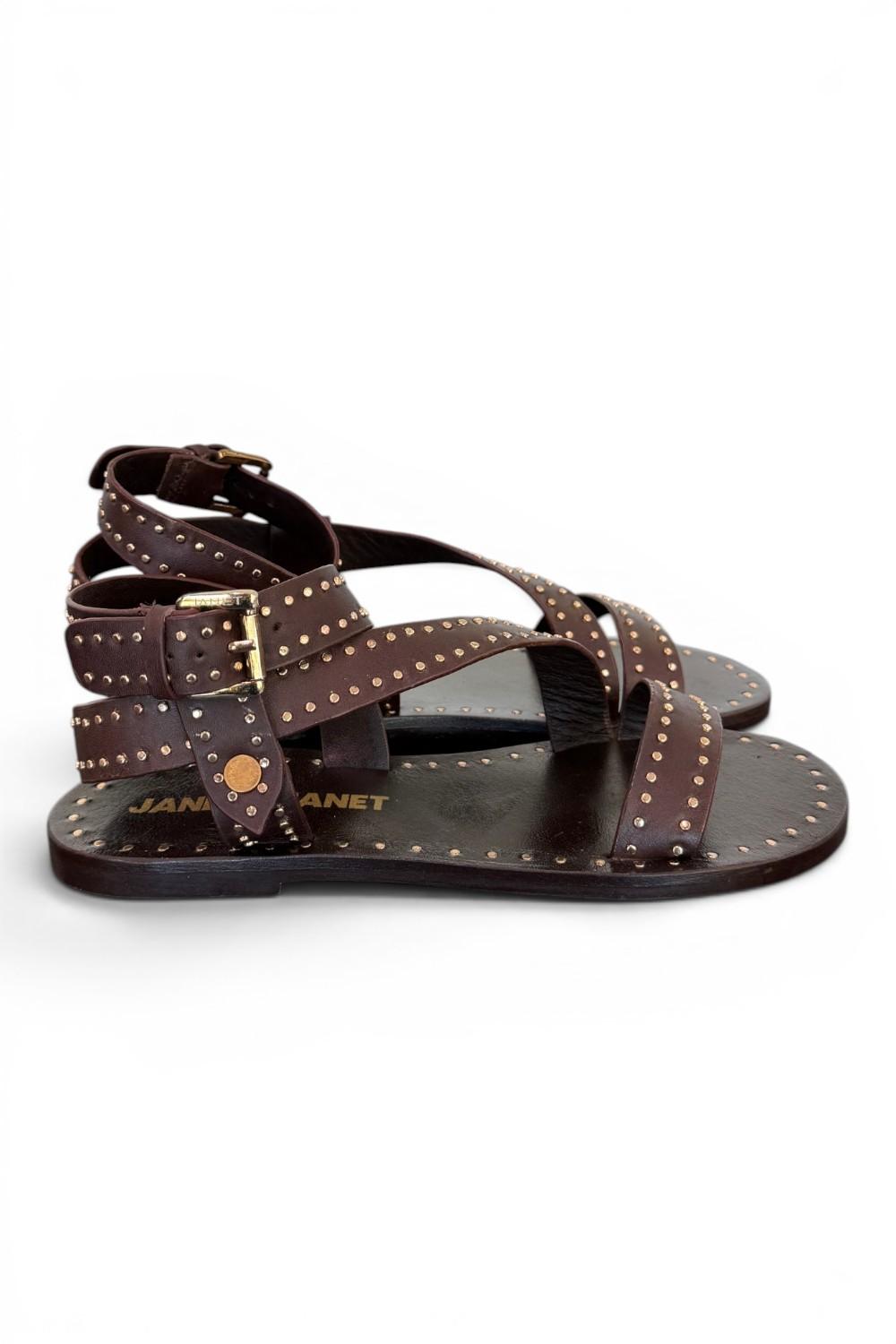 Sandalo microborchie pelle testa di moro Janet<BR/> <BR/> 