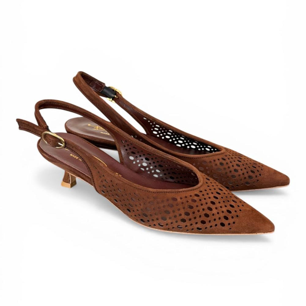 Slingback suede laserato choco Bianca Di 