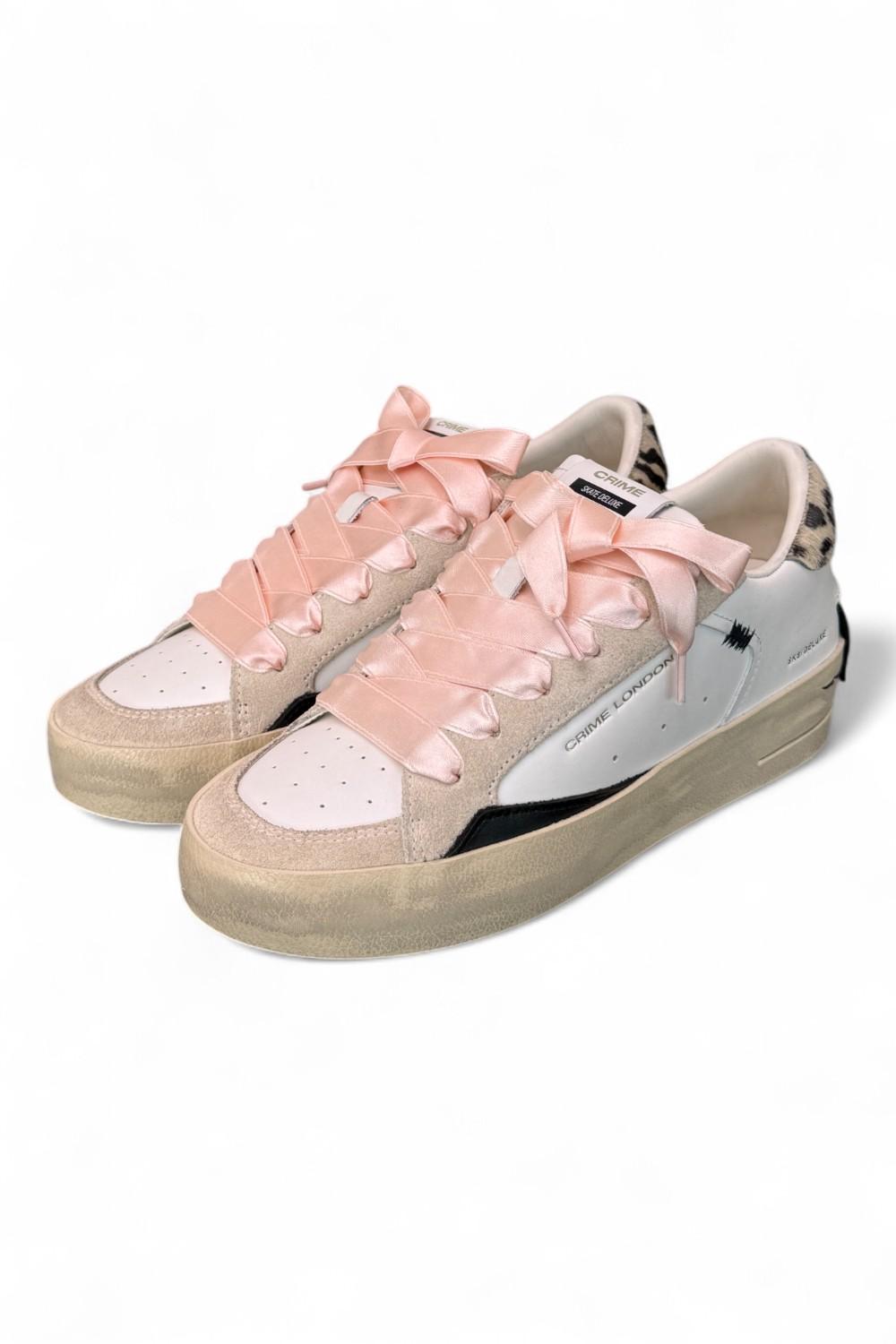 Sneaker donna  De Luxe bianca beige Crime London 