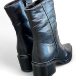 Stivaletto pelle nera arricciato tacco Mjus<BR/> 