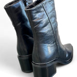 Stivaletto pelle nera arricciato tacco Mjus<BR/> 