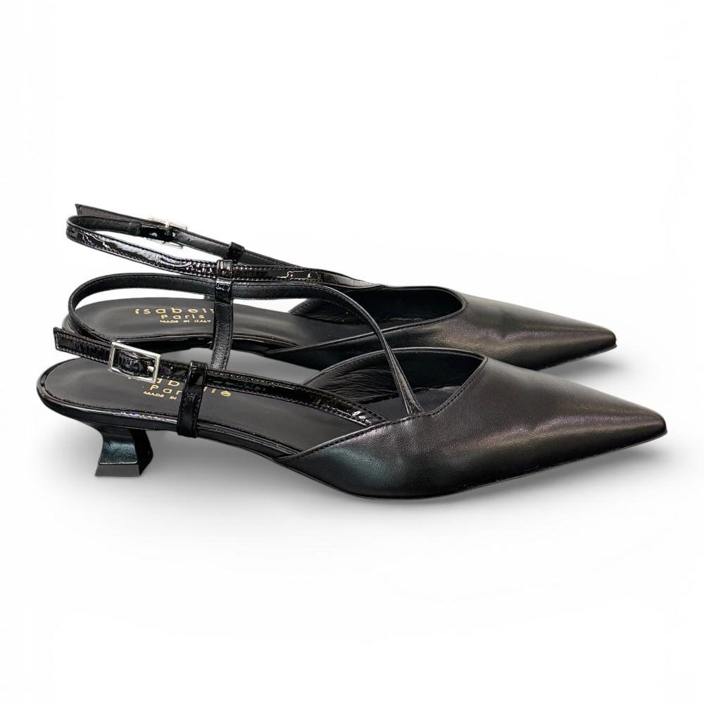 Slingback cintino pelle nera Isabelle Paris 