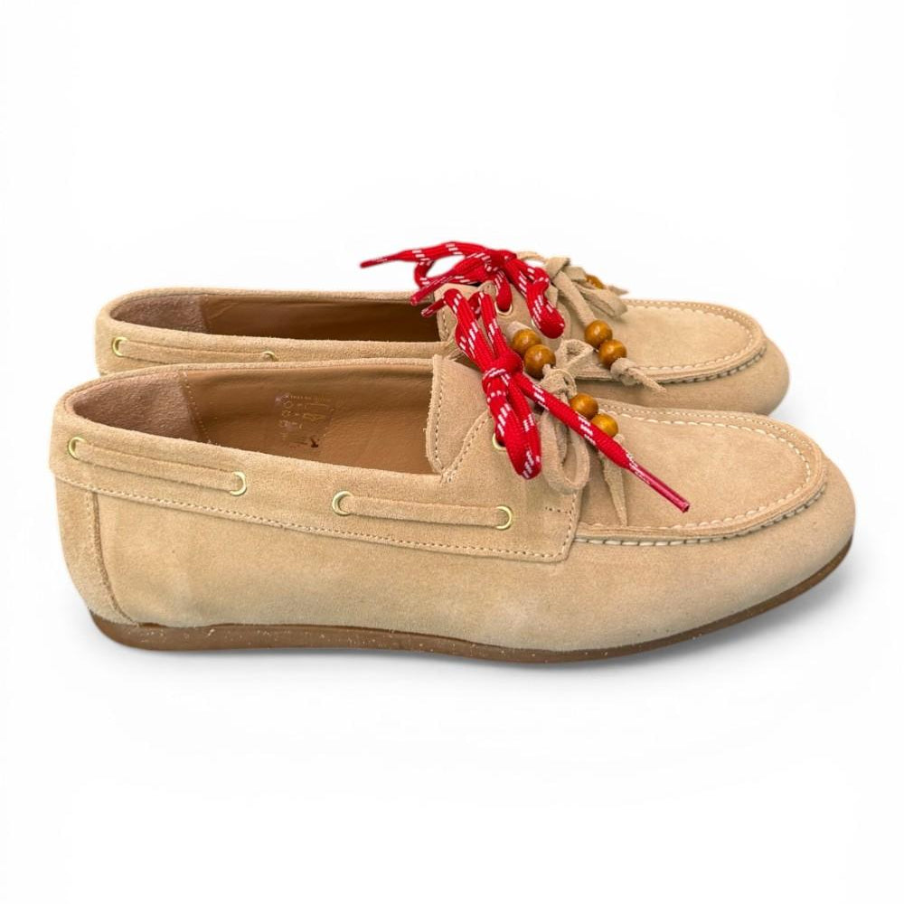 Scarpa barca suede beige Antica Bottega<BR/> 