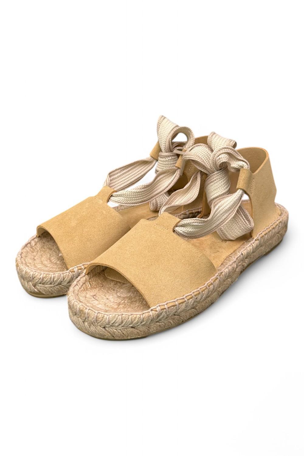 Sandalo con fascia in suede sand Palomitas<BR/> 