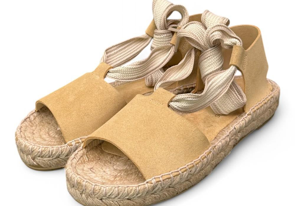 Sandalo con fascia in suede sand Palomitas<BR/> 