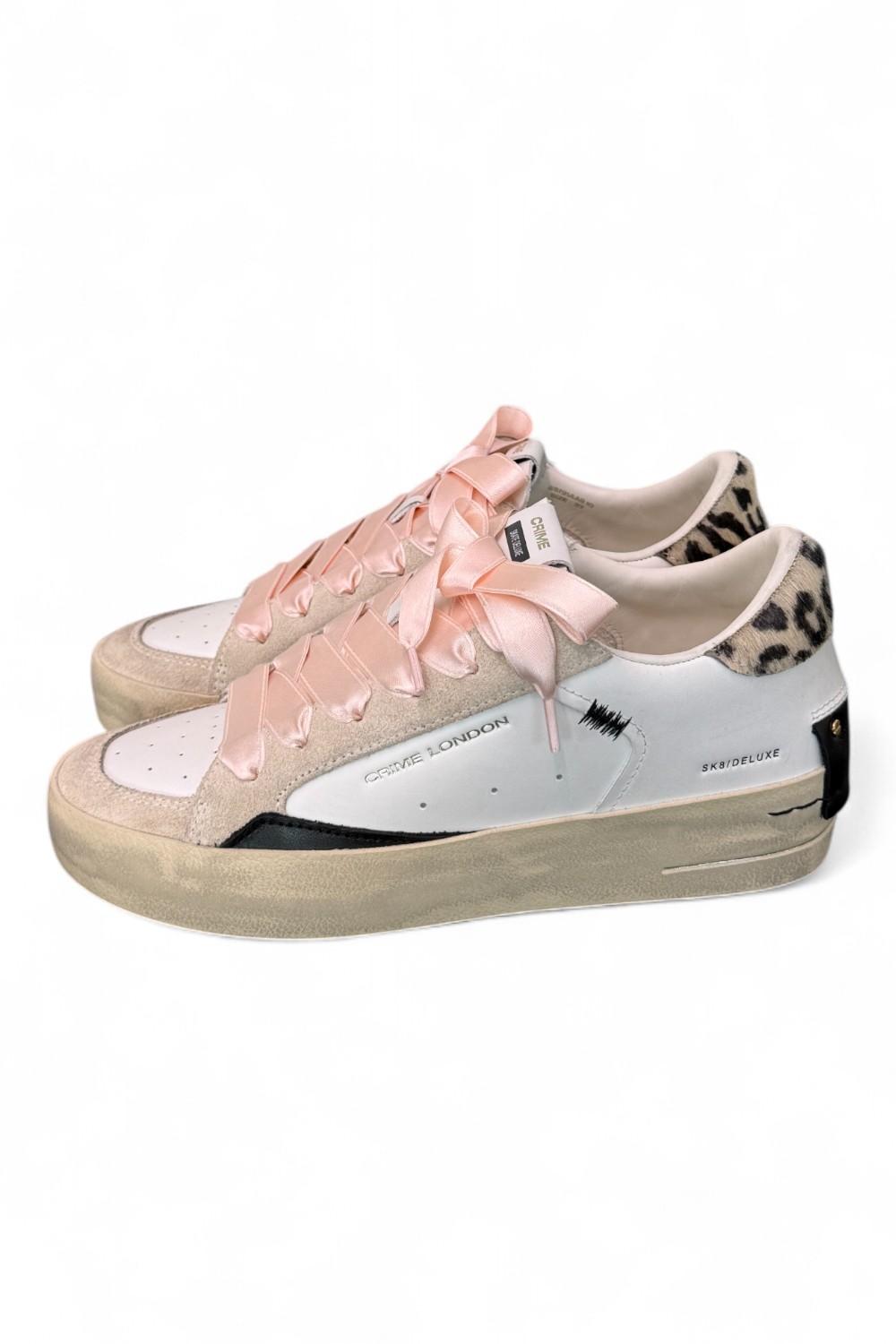 Sneaker donna  De Luxe bianca beige Crime London 