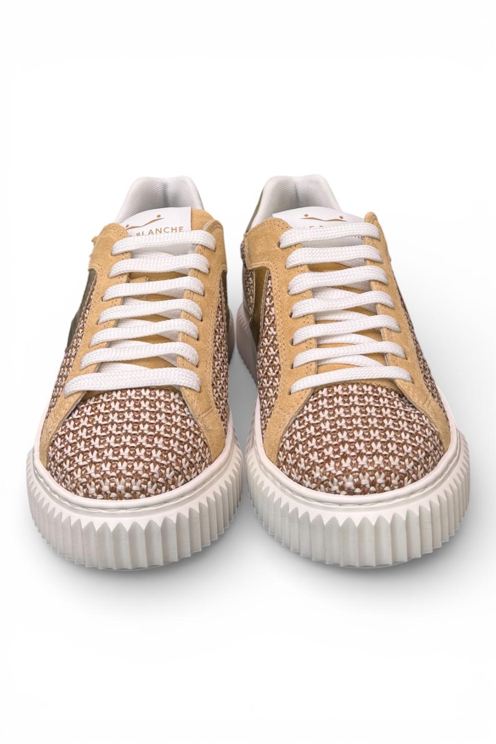Sneaker donna Voile Blanche Lipari 1E53 tessuto beige platino 