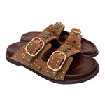 Ciabatta perline suede sigaro Inuovo<BR/> 