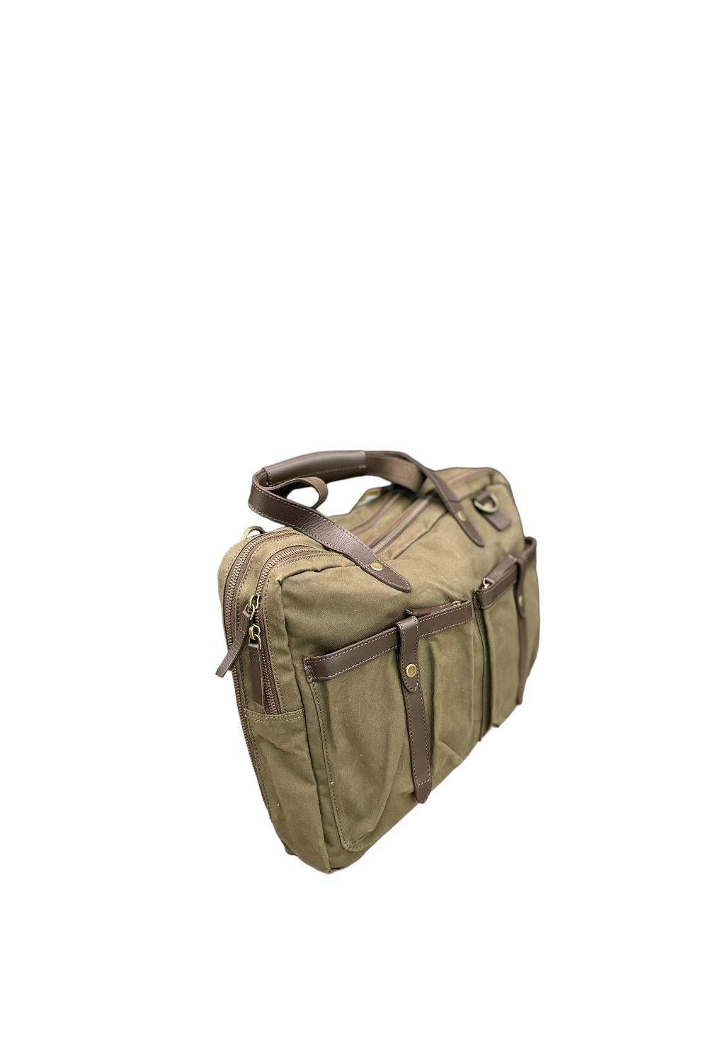 Borsa cartella 2 tasche Tela e pelle Olive Harbour 