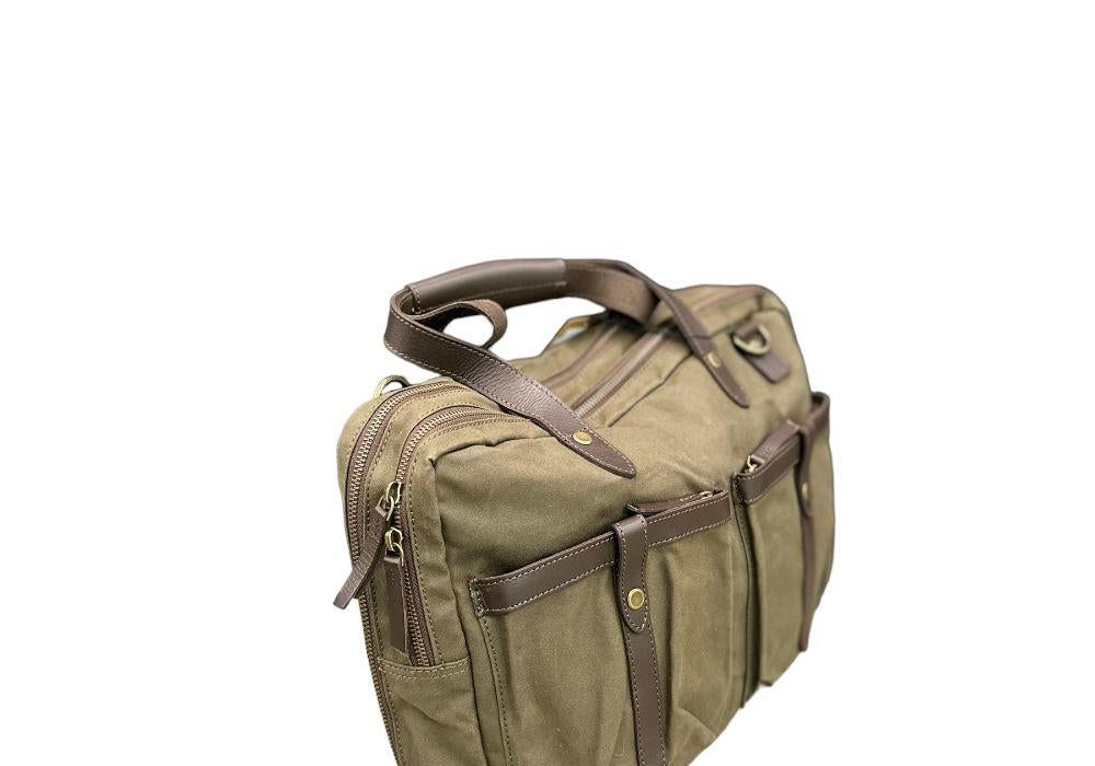 Borsa cartella 2 tasche Tela e pelle Olive Harbour 