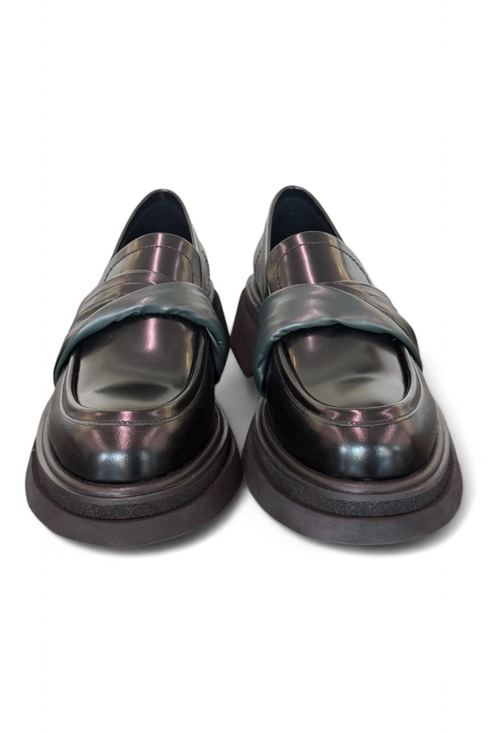 Scarpa mocassino spazzolato nero verde Bruno Premi 