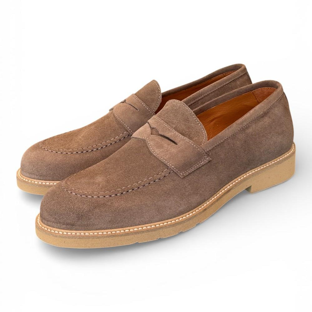 Mocassino camoscio taupe micro Exton 