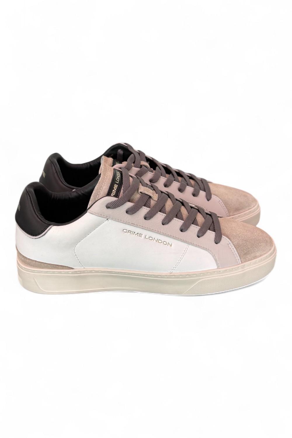 Sneaker uomo Crime London Blade Raw Shade pelle e suede bianco beige 