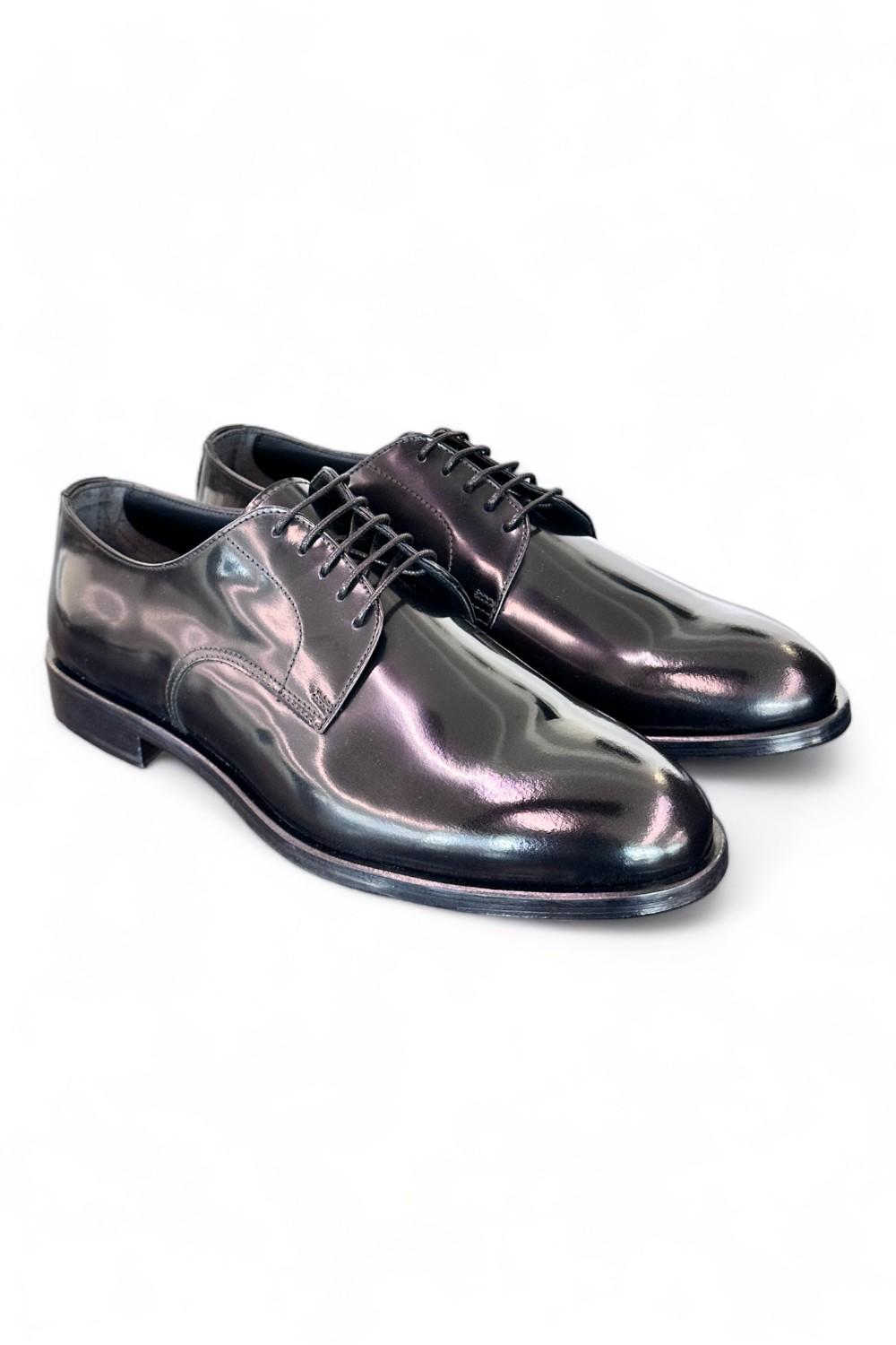 Scarpa allacciata liscia nera cerimonia Franco Fedele 