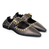 Ballerina nera con cinturino e borchie Elvio Zanon<BR/> 